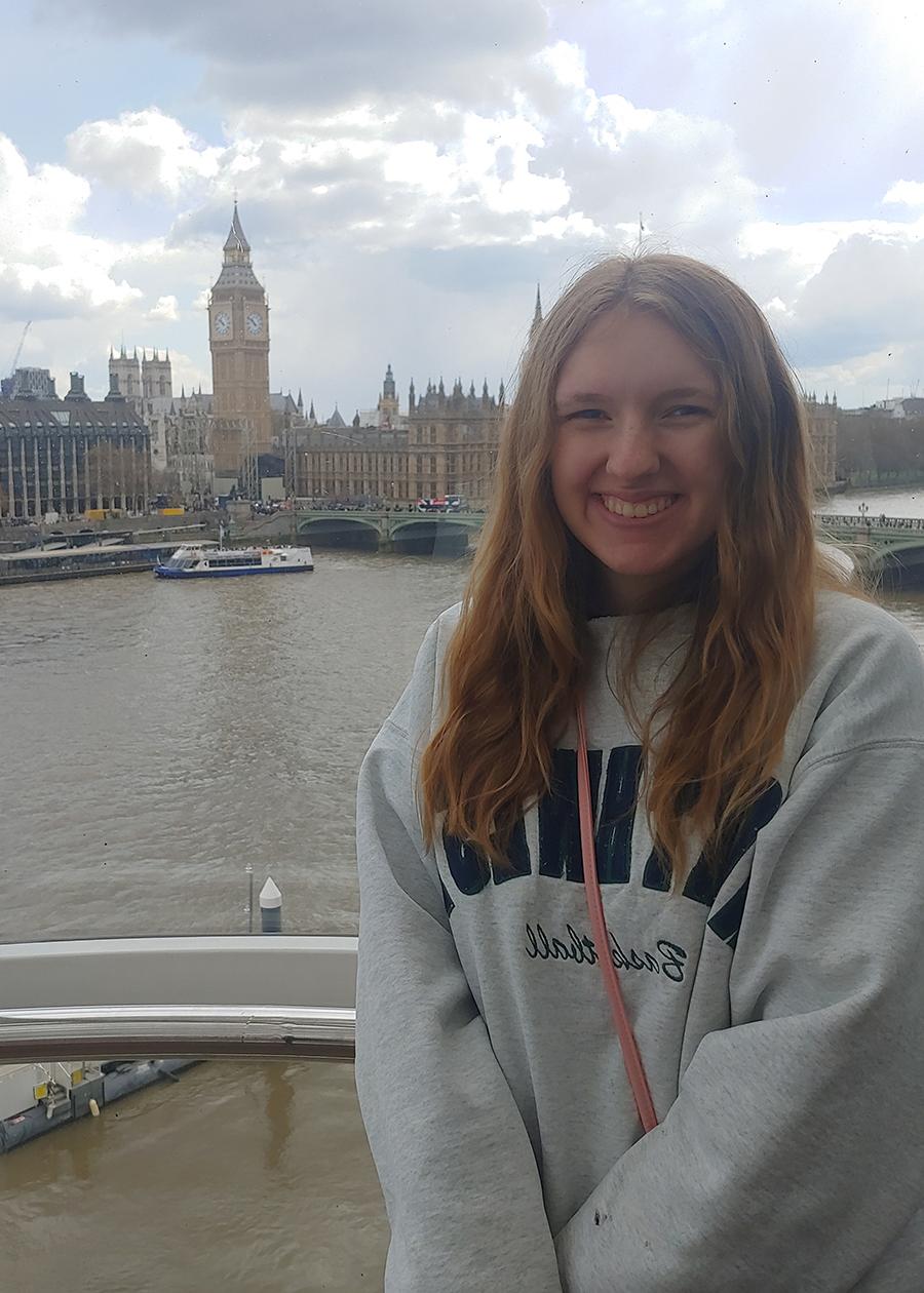 Lauren Cox posed for a photo in front of Big Ben in London while studying abroad this spring in Milan, Italy. (Submitted photo)