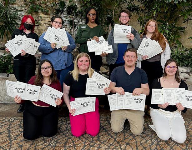 Northwest media students appear with their awards at this month's MCMA Convention in Kansas City, 密苏里州. (提交的图)